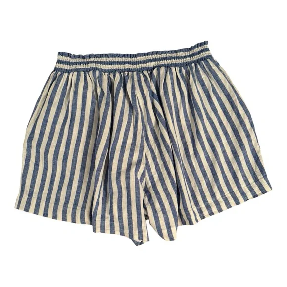 Ava Vic Shorts Blue White Striped Linen Blend Preppy Beach - Picture 4 of 13
